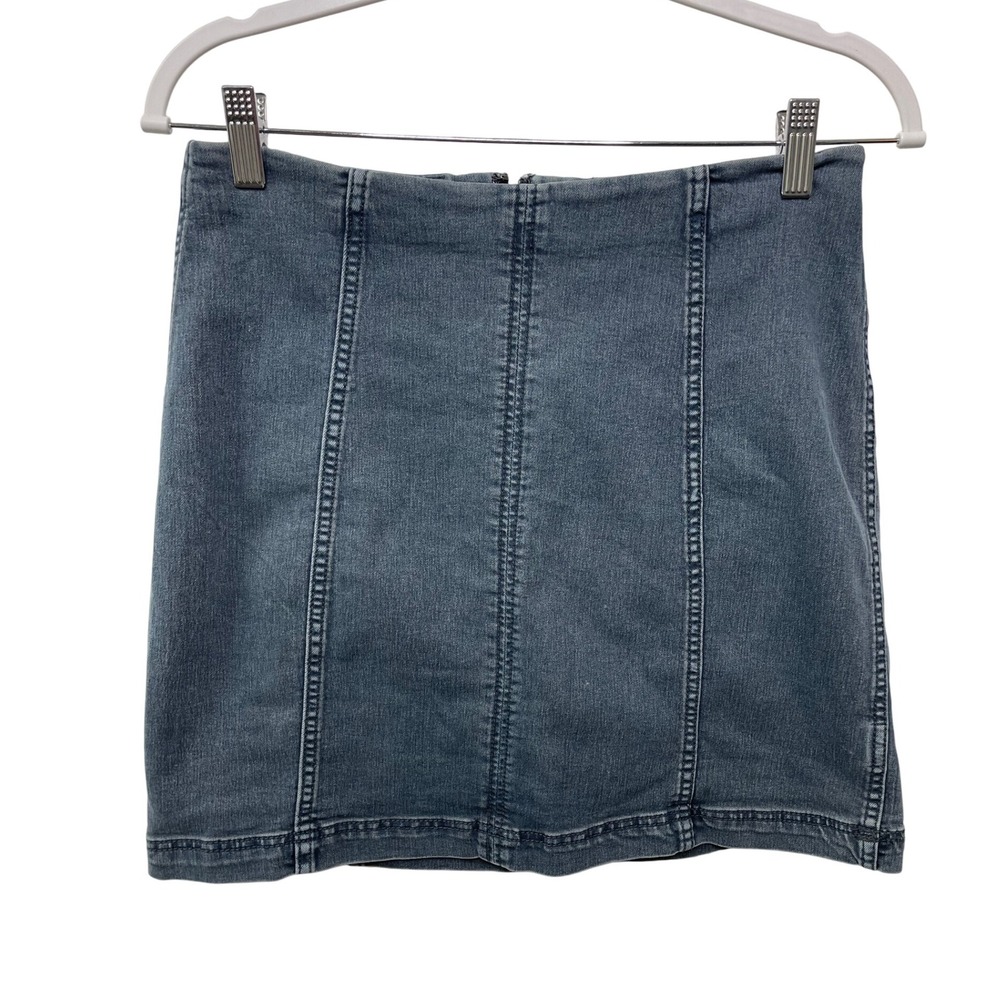 Free People Jean Denim Mini Skirt Women 28 Blue Distressed Casual School Cowgirl